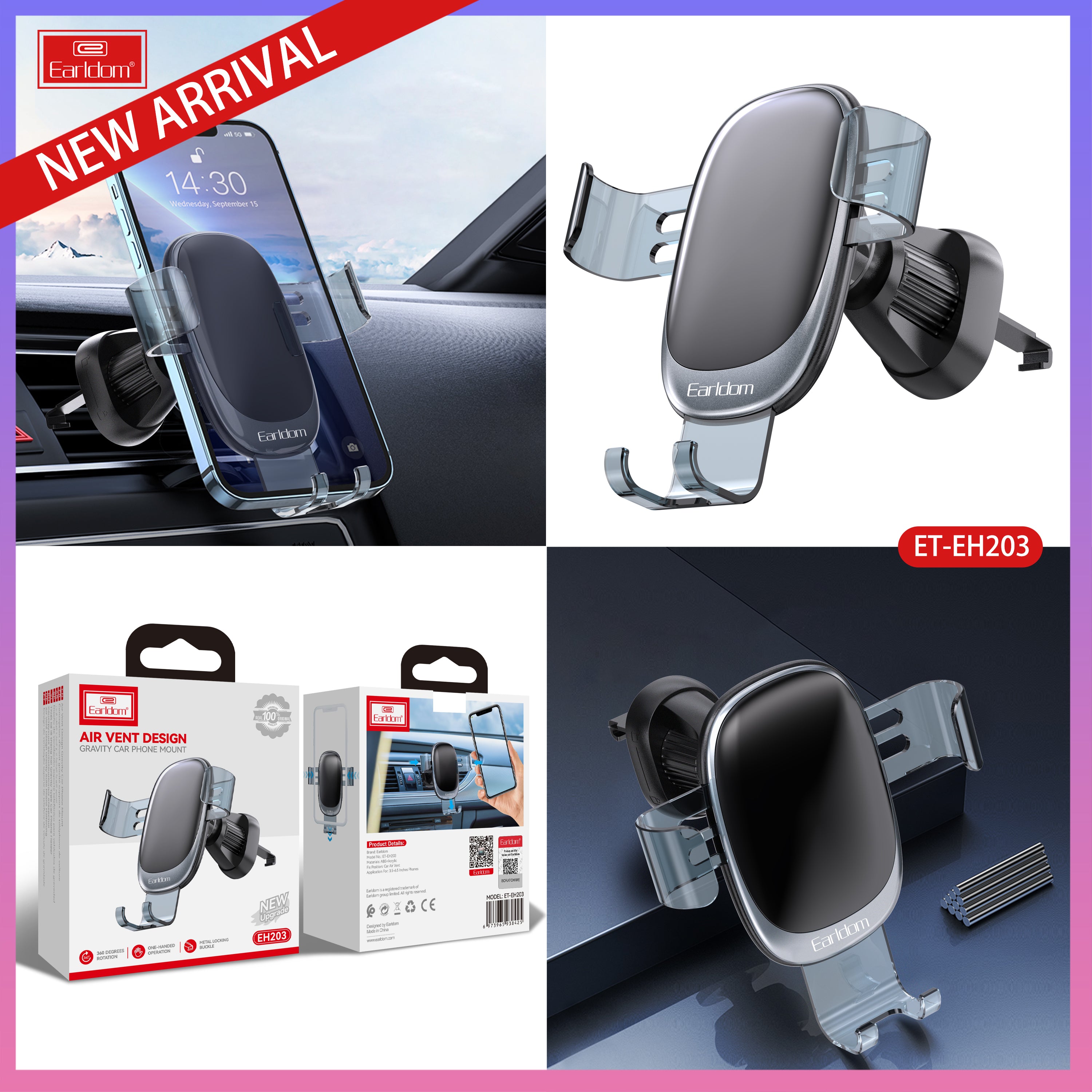 Earldom ET-EH203 Gravity Automatic Air Vent Car Phone Holder Earldom ET-EH203 Gravity Automatic Air Vent Car Phone Holder